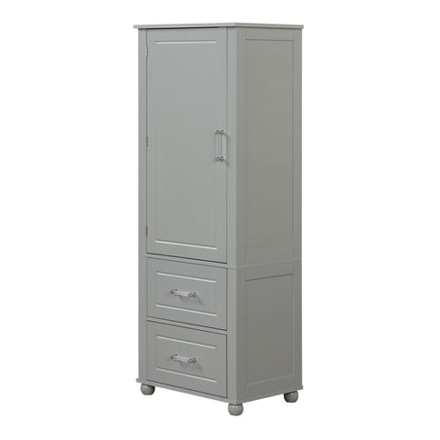 Tall Freestanding Bathroom Storage Cabinet With 2 Drawers And Adjustable Shelf