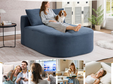 Oversized Chaise Lounge Sofa Bed With Deep Seat And Soft Pillows