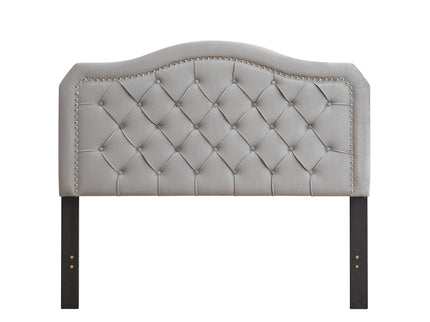 Queen Platform Upholstered Bed Button Tufted With Curve Design, Strong Wood Slat Support - Gray