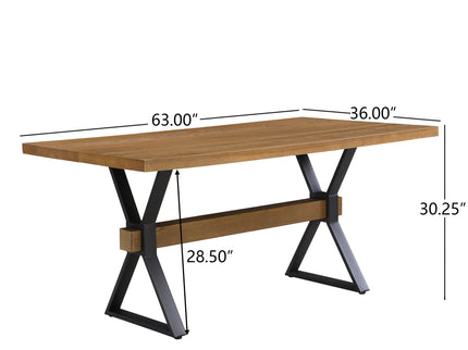 Farmhouse Style X Shaped Legs Dining Table With Moulded Details - Brown