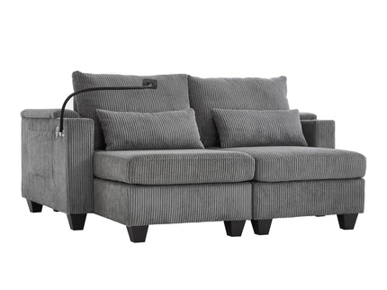 Convertible Chaise Lounge Sofa Chair With USB Ports, Cup Holders, Phone Holder And Storage