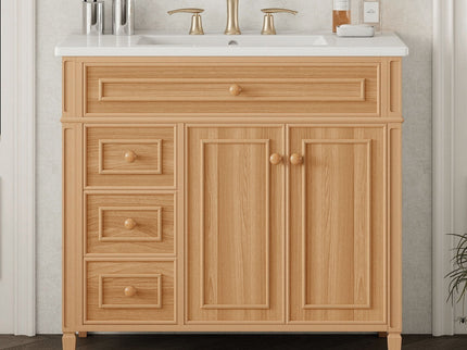 Bathroom Vanity With Sink, 3 Drawers & 2 Doors