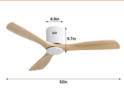 Low Profile Ceiling Fan DC, 3 Blade, Noiseless Reversible Motor, Remote Control