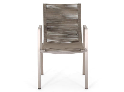 Outdoor Modern Aluminum Dining Chair Set With Rope Sea (Set of 2)