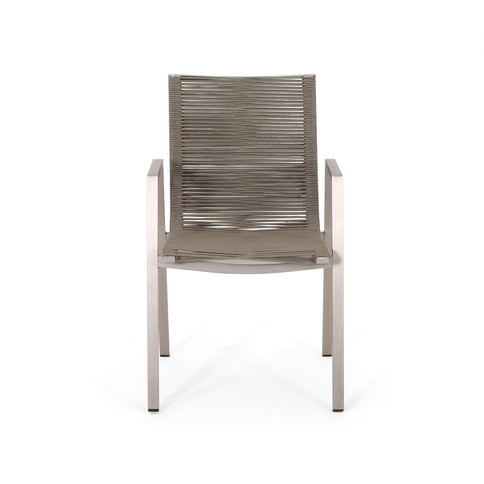 Outdoor Modern Aluminum Dining Chair Set With Rope Sea (Set of 2)