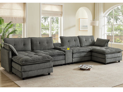 Oversized Modular Sectional Sofa With Multi Functional Console