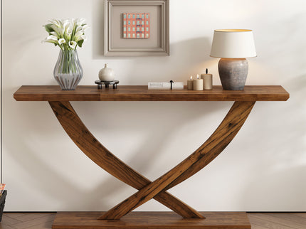 Console Table With Cross Leg Base And Reinforced Support Plate
