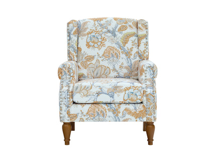 Accent Chair With Floral Upholstery And Nailhead Trim