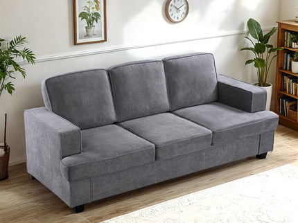 Modern Sofa, Comfortable 3 Seater Couch With Deep Seating, Loose Back Cushions, Wide Arms