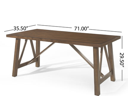 Farmhouse Style Dining Table With Wood Like Top