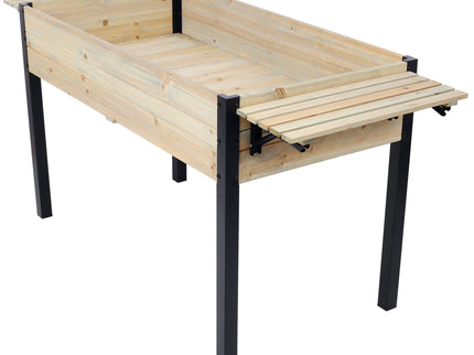 Raised Garden Bed With Metal Legs And Folding Storage Shelf