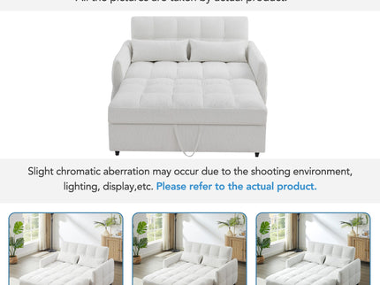 Loveseat Sofa Pull-Out Bed With Adjustable Backrest, 3 USB Ports And 2 Lumbar Pillows For Living Room