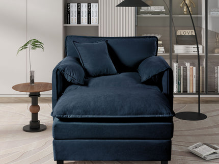 Oversized Chair With Movable Ottoman, Soft Upholstered Lounge Chair