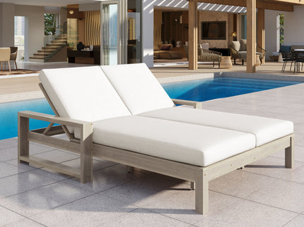 Outdoor Double Lounge Chair With 5 Position Adjustable Backrest