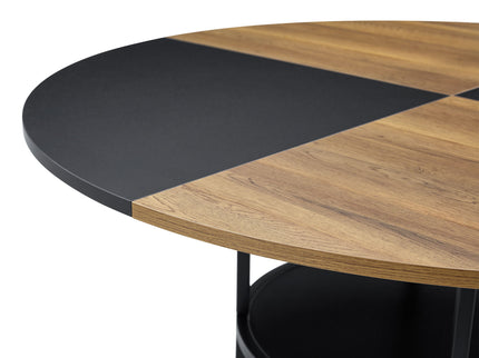 Diameter - Modern Splicing Circular Dining Table Double Layer Storage - Wood / Black