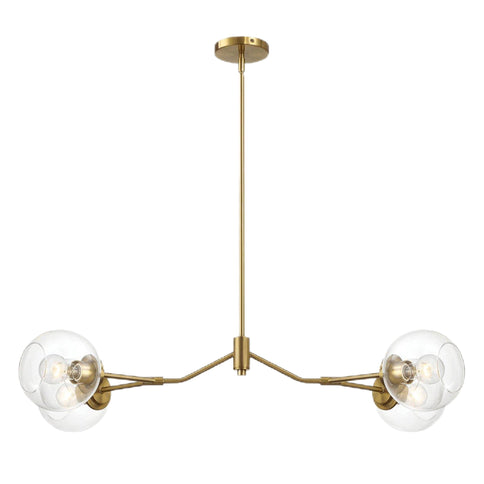 Jewel - 4 Lights Chandelier Ceiling Hanging Light Fixture - Clear / Gold
