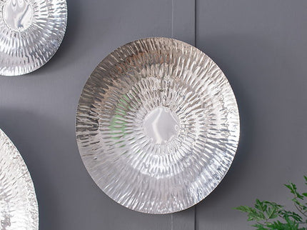 Textured Oversized Disc, Wall Decor For Living Room (Set of 3) - Silver