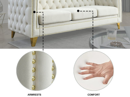 Modern Sofa With Button Tufting, Upholstered Couch For Living Room
