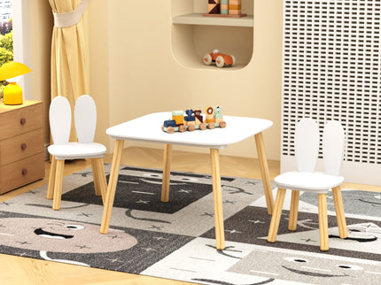 Rabbit Themed Table And 2 Chairs Set - White