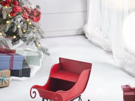 Iron Sleigh Large, Distressed Christmas Santa Sleigh Holiday Decoration