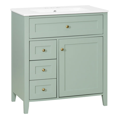 Bathroom Vanity With Sink, 3 Drawers And Adjustable Shelf, Freestanding Storage Unit