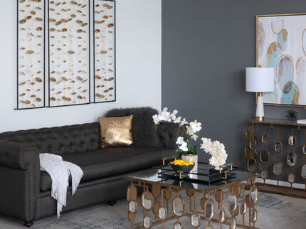 Metal Decorative Wall Art With Frame, Wall Decor For Living Room (Set of 3) - Gold