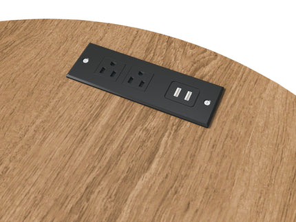 Cylinder Nightstand With Charging Station & Sliding Door