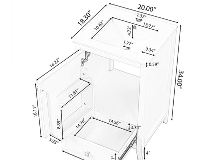 Bathroom Vanity With Sink, Soft Closing Cabinet Door, Storage Rack And Drawer
