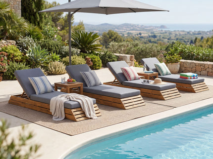 Chaise Lounge Set With 2 Fold Cushion