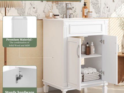 Bathroom Vanity With Top Sink, Cabinet With 2 Soft Closing Doors