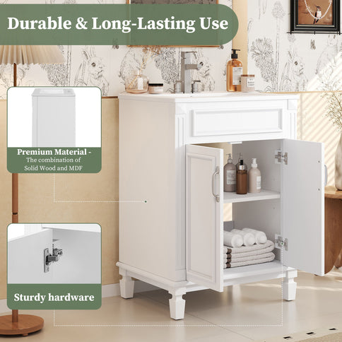 Bathroom Vanity With Top Sink, Cabinet With 2 Soft Closing Doors