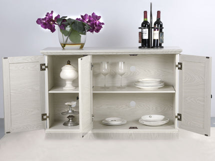 Storage Cabinet With 3 Mirrored Acrylic Doors, Adjustable Shelves