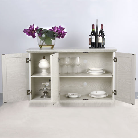Storage Cabinet With 3 Mirrored Acrylic Doors, Adjustable Shelves