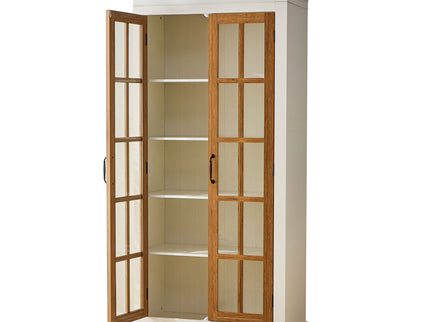 Rustic Style Display Cabinet With Glass Doors For Collectibles