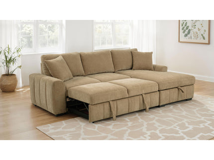 Logan - Sleeper Sectional Sofa With Right Arm Chaise - Camel