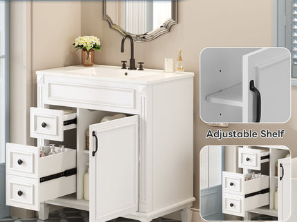 Bathroom Vanity With Sink, Cabinet With 2 Drawers And Adjustable Shelf