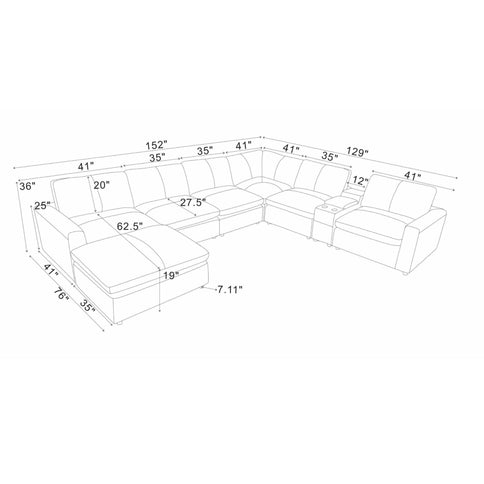 Large Seating Modular Upholstered Sectional