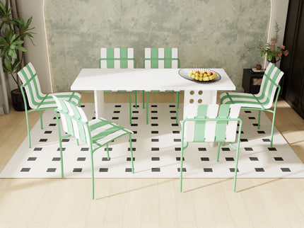 Single Chairs With Color Blocking Design (Set of 4) - Haze Green / White