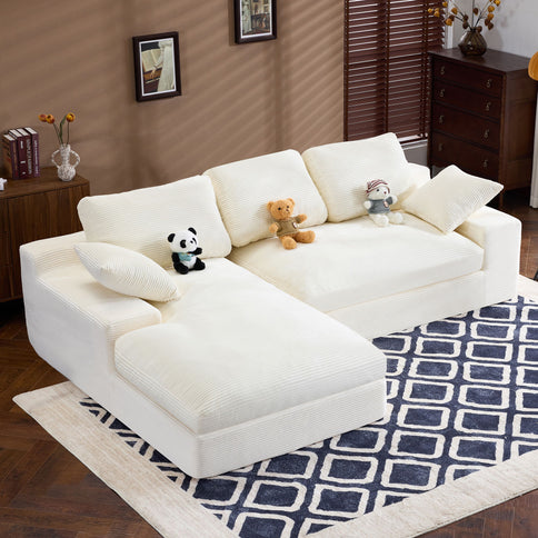 Compressed Sofa With 3 Back Cushions, 2 Throw Pillows