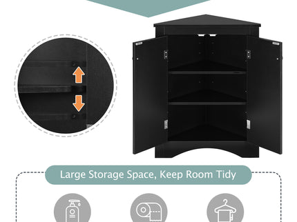 Triangle Bathroom Storage Cabinet With Adjustable Shelves, Freestanding Floor Cabinet For Home Kitchen