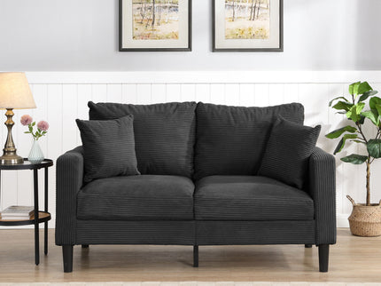 Modern Upholstered Loveseat Sofa With High Resilience, Wooden Frame - Dark Gray