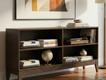 Harper - 4 Shelf Low Bookcase - Walnut Brown