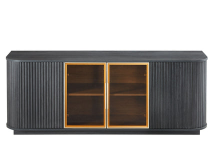 Modern 64" Wavy TV Cabinet With LED Lights - Black