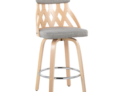 York - Mid-Century Modern Counter Stool - Natural / Light Gray
