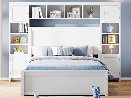 Bed With All In One Cabinet, Shelf And Sockets, Trundle