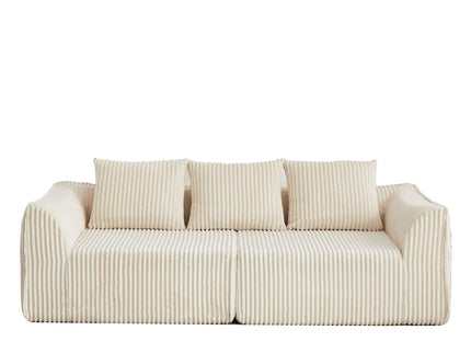 Minimalist 3 Seater Sofa With Curved Lines And Gently Sloped Backrest