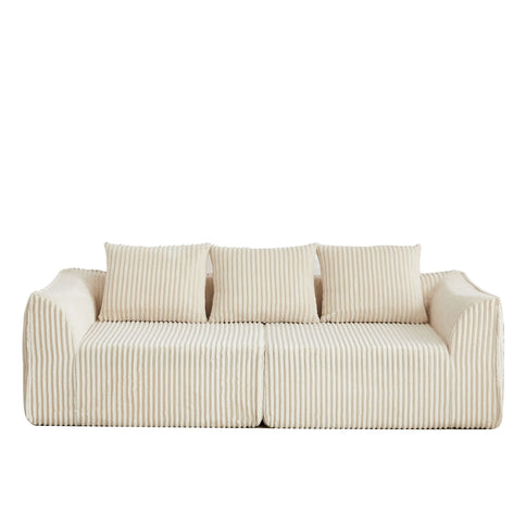 Minimalist 3 Seater Sofa With Curved Lines And Gently Sloped Backrest