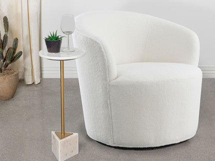 Tempest - Upholstered Barrel Back Swivel Chair - White