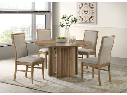 Dreydon - 5 Piece Round Dining Table Set With Chairs - Light Brown