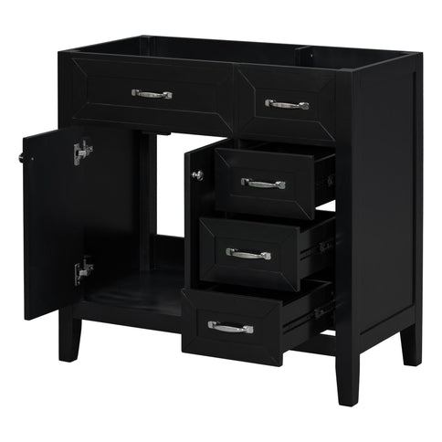 Modern Bathroom Vanity Base Only, 2 Doors And 3 Drawers